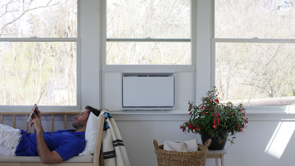 The beautiful, modern design of the July window air conditioner